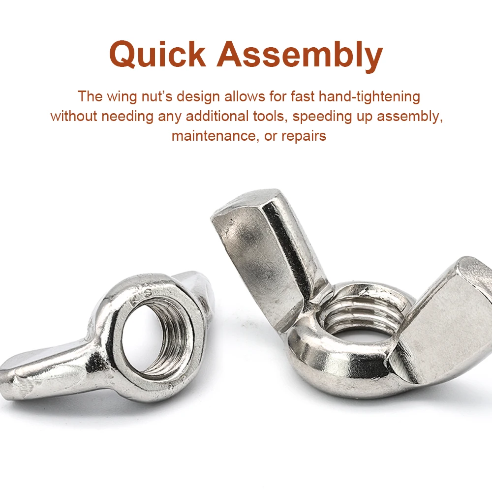 HSLSLS 3-10pcs Butterfly Wing Nut m3 m4 m5 m6 m8 m10 m12 Stainless Steel Black/Zinc Plated Hand Tighten Thumb Wing Nuts