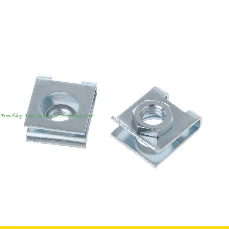 SZCH 4 Pcs Car License Plate Fastener Buckle Metal Screw Nut U-Type Clips Retainer 6m