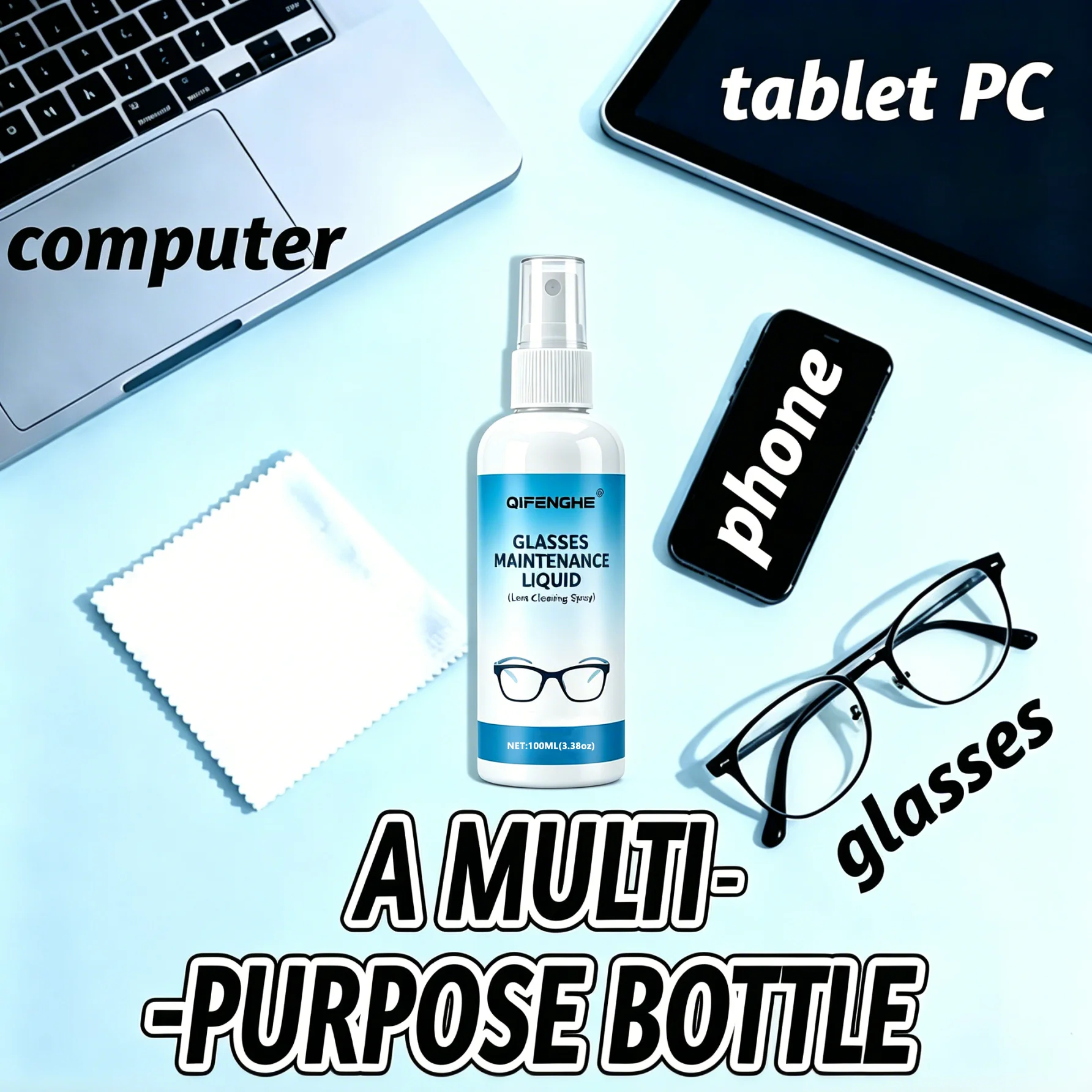 Eyeglass Cleaner Spray, Streak-Free Lens Cleaner, Removes Fingerprints, Oil & Dust, For Glasses, Sunglasses & Optical Lenses