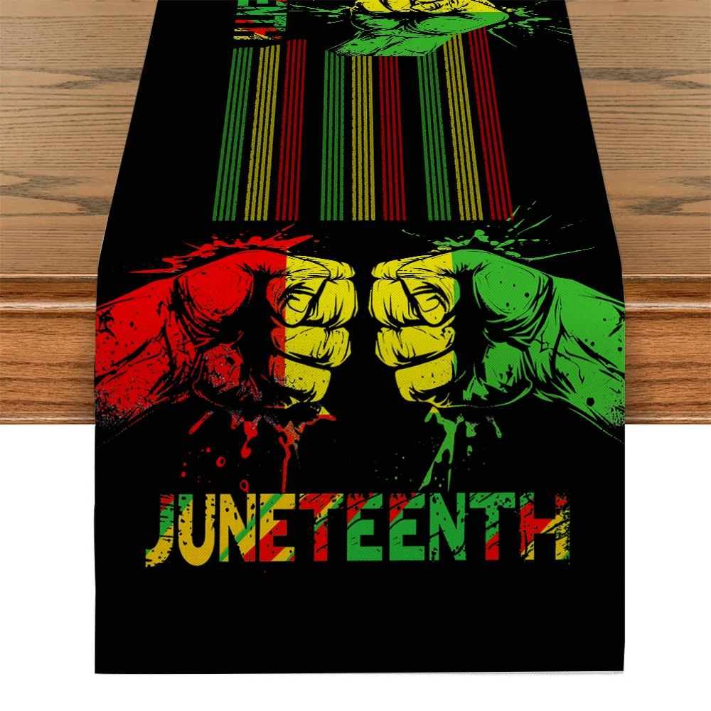 Juneteenth Black Liberation Stripes Table Runners Dresser Table Decor Washable Kitchen Dining Coffee Table Runner Party Decor