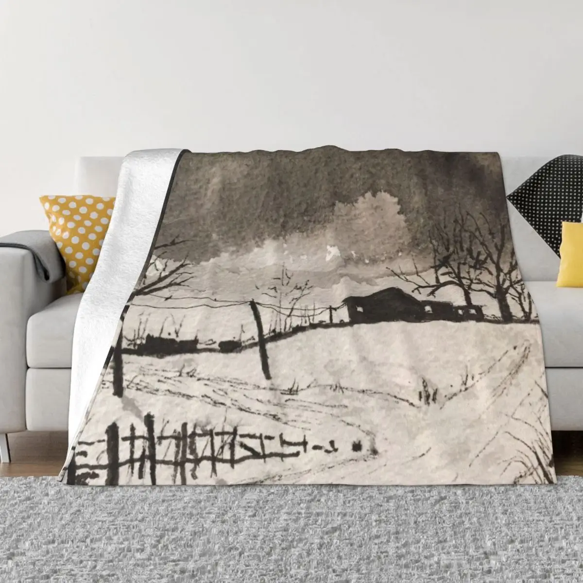 

A Dark Snowy Scene Throw Blanket Travel Luxury Brand Blankets