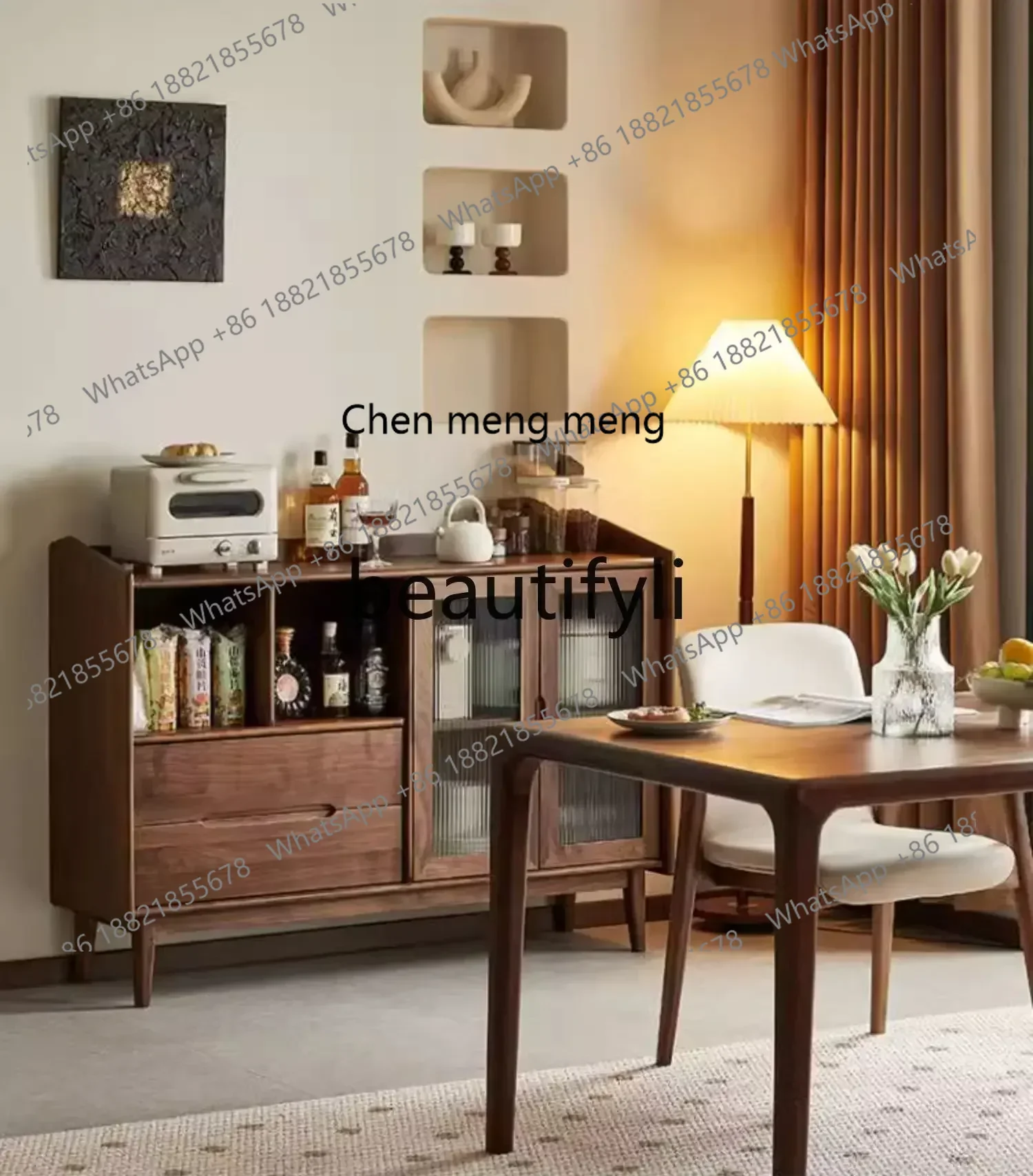 

D178 North American black walnut side cabinet Nordic simple multi-functional solid wood storage locker