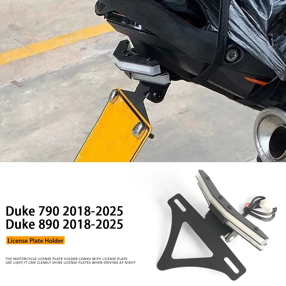 

Мотоцикл для DUKE 790 890 2018-2025, складной держатель номерного знака, светодиодный указатель поворота, задний стоп-сигнал, мигалка, устранитель крыла