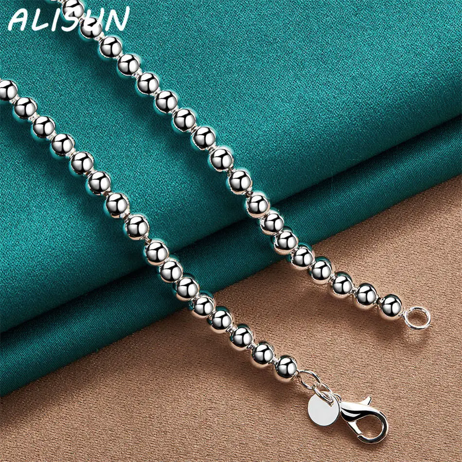 

ALISUN 925 Sterling Silver 45cm Beads Necklace For Women Man Charm Trend Birthday Gifts Fashion Party