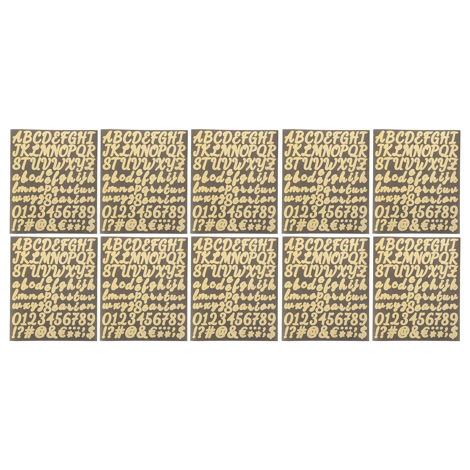 

10 Sheets Tiny Alphabet Number Stickers - Golden 1 Inch Self Adhesive Letters and Numbers - Craft Decals for Scrapbooking