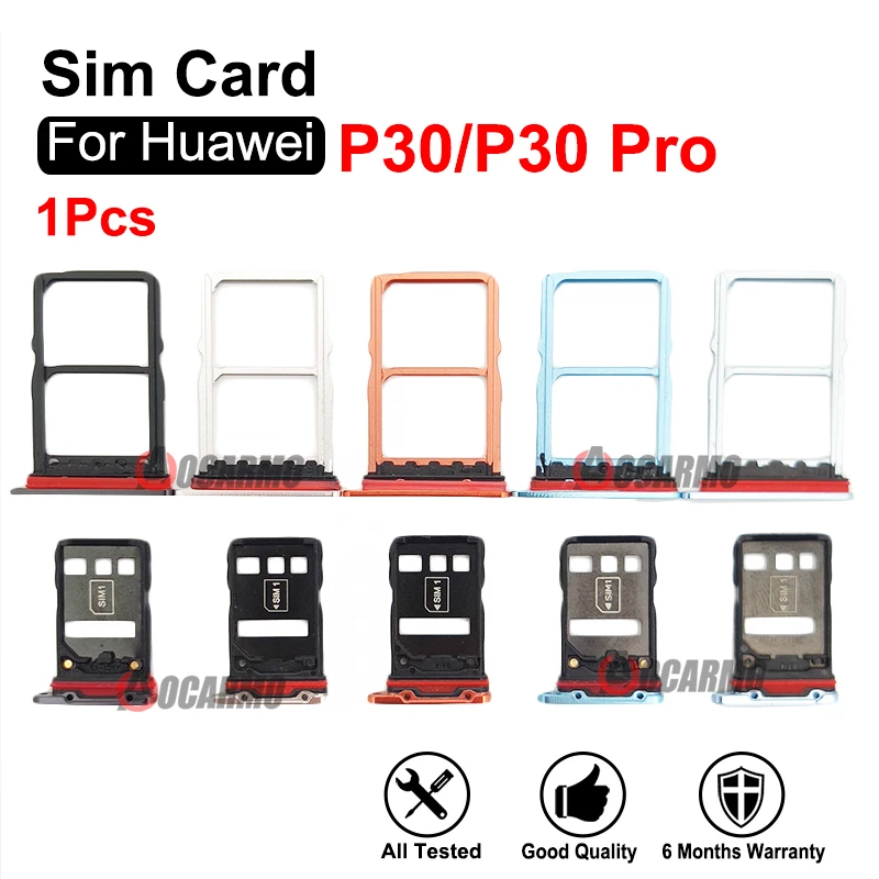 화웨이 P30 프로 라이트 P30Lite P30Pro 용 SIM 카드 트레이 슬롯 홀더 교체 부품, 스카이 오로라 블루 블랙 오렌지 실버 퍼플