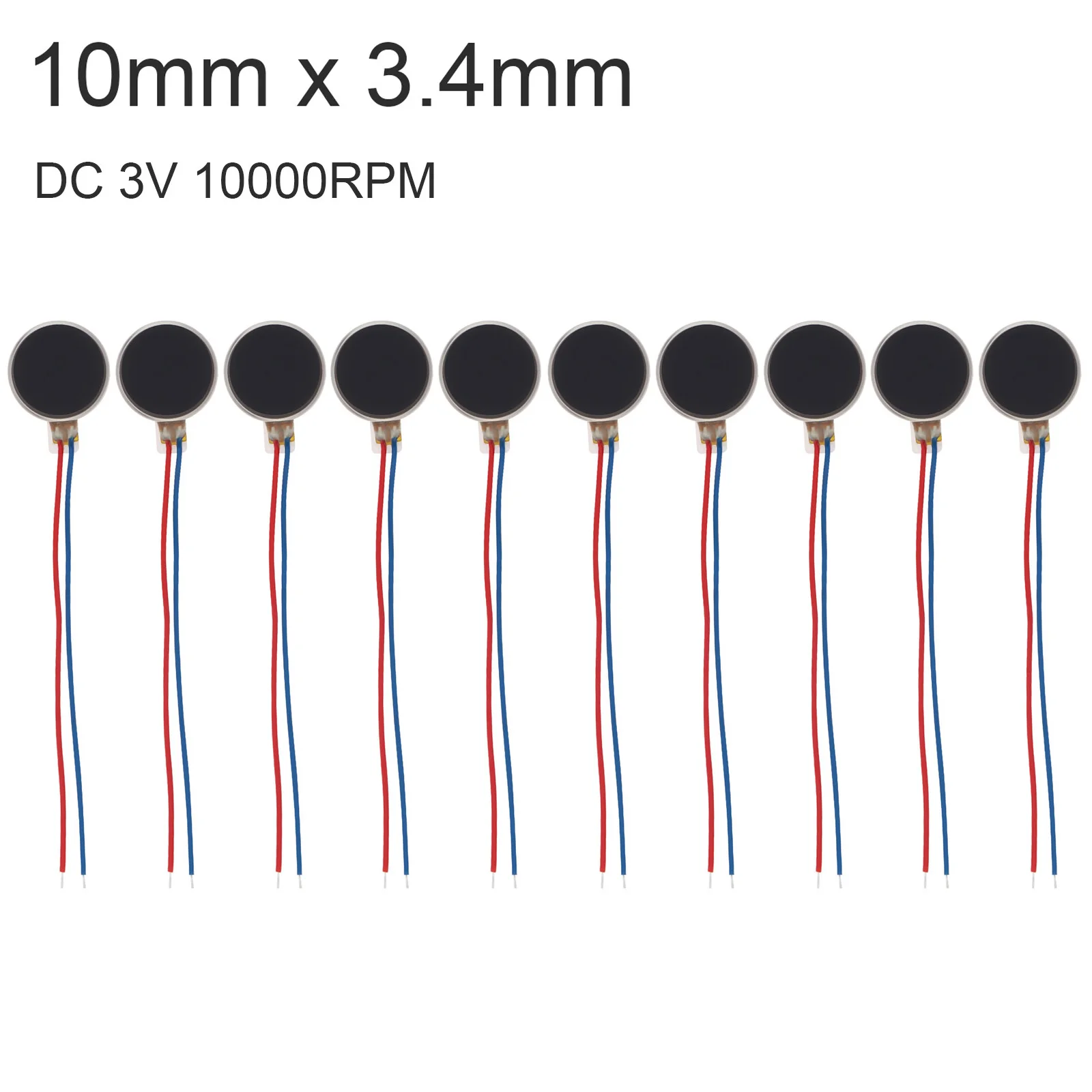 10pcs 10mmx3.4mm Mini Vibration Motor DC 3V 10000RPM Micro Vibration Motor for Mobile Phone Tablet Computer Household Appliance