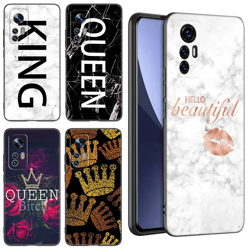 Queen King Crown Marble Black Silicone Phone Case For Xiaomi Mi 9 SE 8 10T 11 12 13 Lite 9T 11T 12S 12T 13T 14 Pro 5G NE 11i 12X