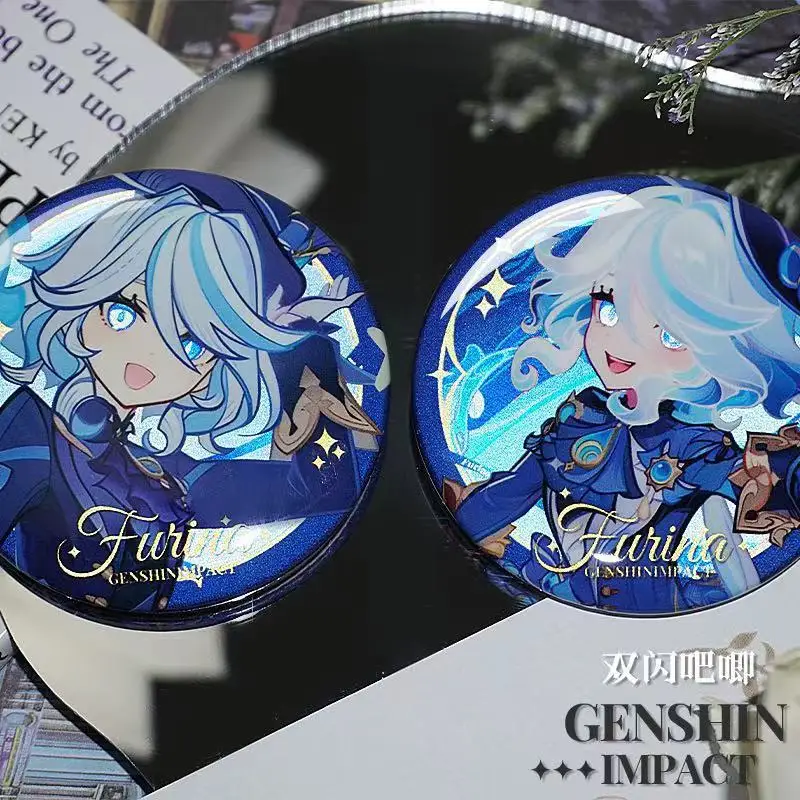 Neue Glänzende Genshin Impact Furina Xiao Raiden Shogun Scaramouche Pins Cosplay Anime Weißblech Abzeichen Studenten Freunde Geschenke – Detail 10