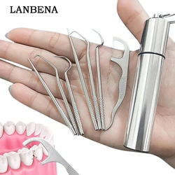 1 Set Toothpick Set Metal Stainless Steel Oral Cleaning Tooth Flossing Portable Toothpick Floss Teeth Cleaner With Storage Tube