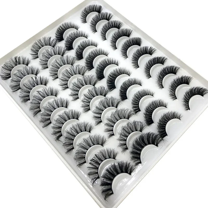 20 Paar 3D-Kunstwimpern aus Nerz, dicke und flauschige Wimpern, wiederverwendbar für Augen-Make-up und Schönheit