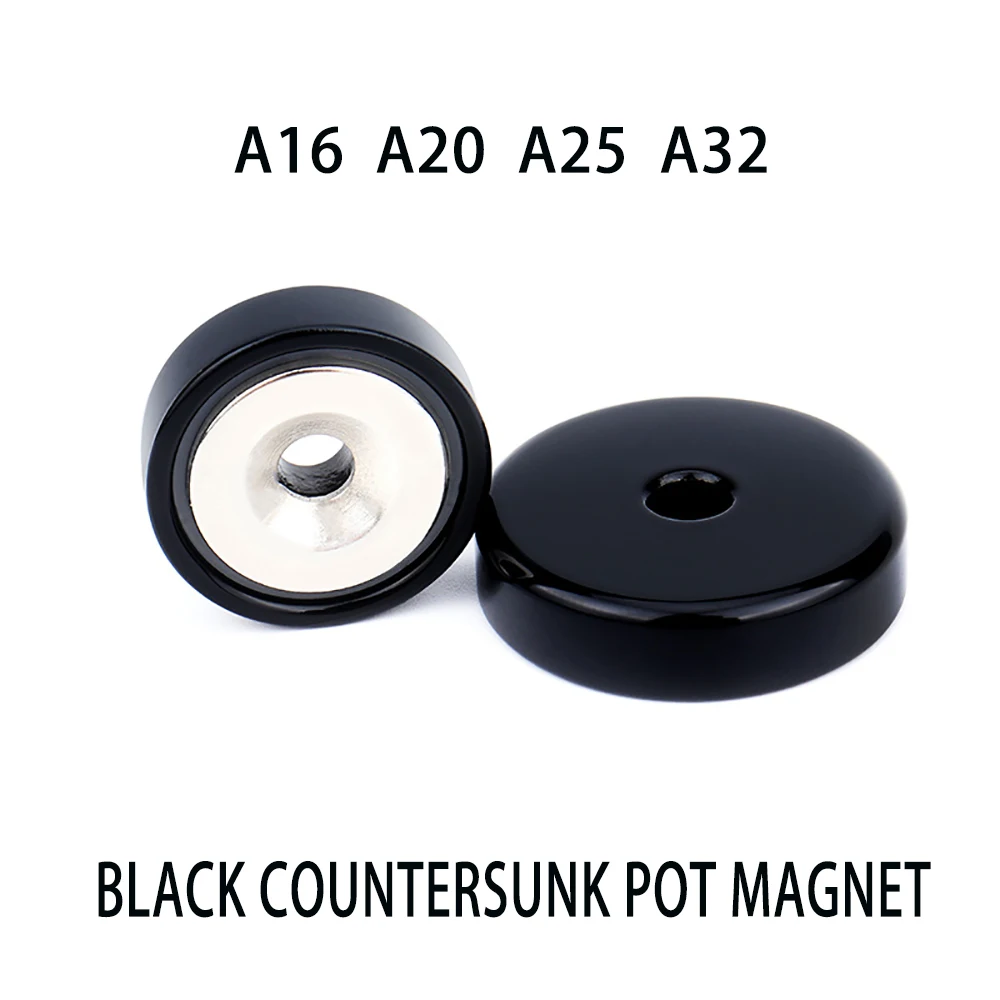 A16 A20 A25 A36 Black Strong Pot Magnet Ndfeb Countersunk Head Hole Steel Cup Iron Shell Magnet Round Magnetic Sucker Salvage
