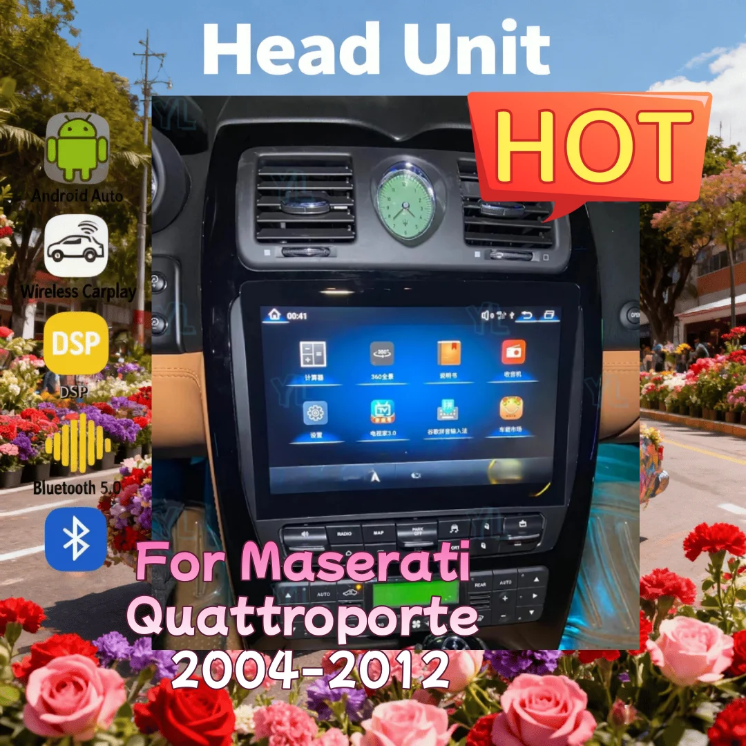 

10.26inch For Maserati Quattroporte 2004-2012 Android 13 Touch Screen Stereo Wireless Carplay Car Multimedia Autoradio Unit GPS