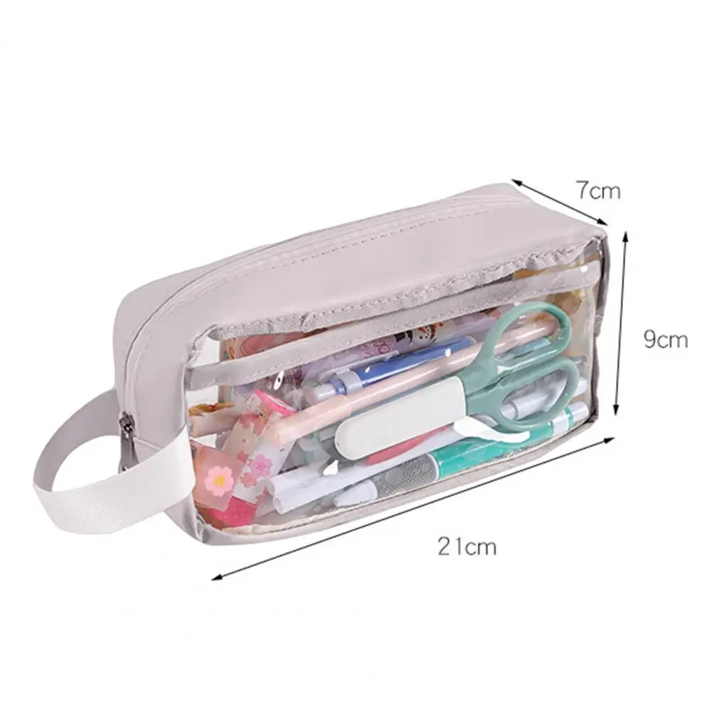 Clear Pencil Bag with Zipper Closure Large Capacity Transparent Visible Design Pencil Case Stationery Supplies