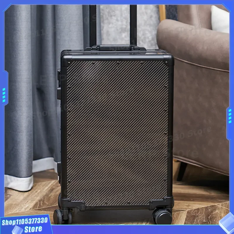 20 Inch Full Carbon Fiber Suitcase Hard Shell Business Trolley Case With Universal Wheels Durable Travel Luggage For Men