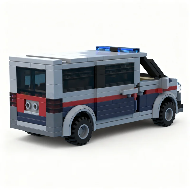 241 stuks MOC City Police Volkswagen Transporter Oostenrijks modelbouw Kerstcadeaus Blokken Constructie DIY Creatief speelgoedidee