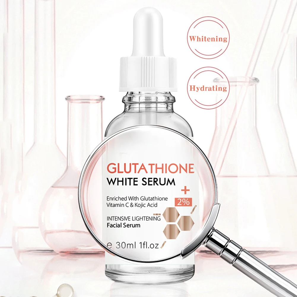 30ml Glutathione Face Serum Vitamin C Kojic Acid Whitening Brighten Hydrating Nourishing Reduce Fine Lines Moisturizing