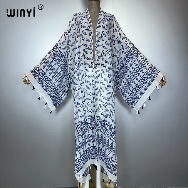 Caftán kimono boho para playa de verano