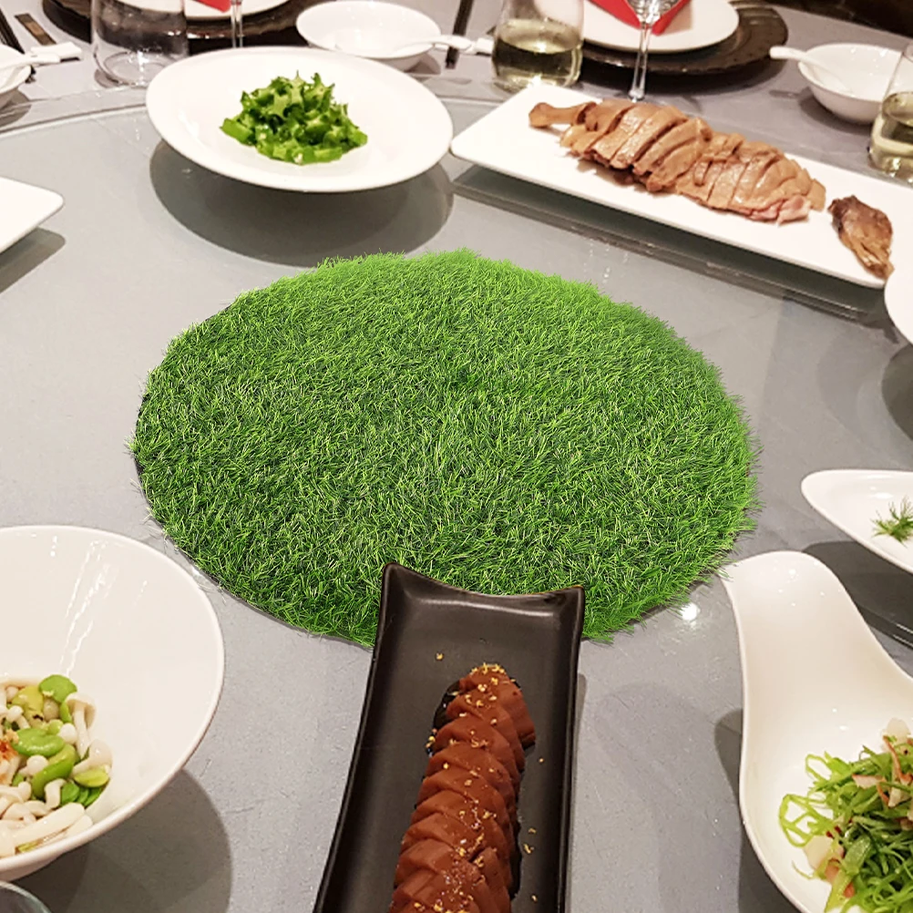 

Round Fake Grass Rug Artificial Grass Mat for Table Decor Suitable Parties Birthdays Festive Dinners Outdoor Picnic Dining