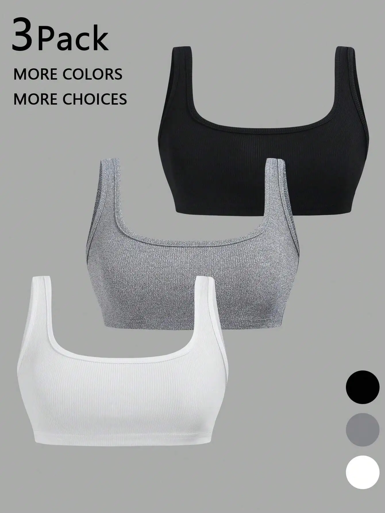 

3-Pack Women's Ribbed Knit Scoop Neck Tank Tops in Solid Colors, Casual & Comfortable