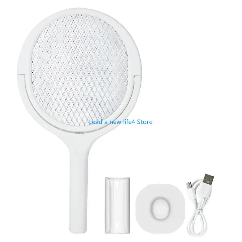 

Y55E Electric Rotating Head Fly BugZapper Bat Handheld RacketsFor Bedroom