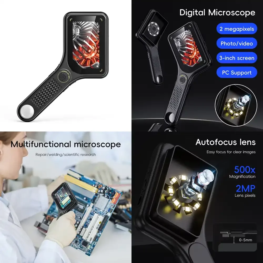 

380 Auto Focus Lens 3 Inch IPS Phone Repair Microscope Portable LCD Microscope Magnifying Glass with PC Support