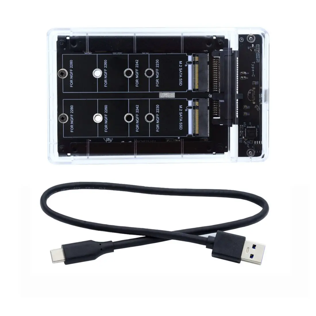 

Xiwai NGFF SSD to 2.5inch SATA Adapter,Dual NGFF B+M Key M.2 SSD to USB C JBOD Raid0 Span Bridge Combo HDD Disk Drive Enclosure