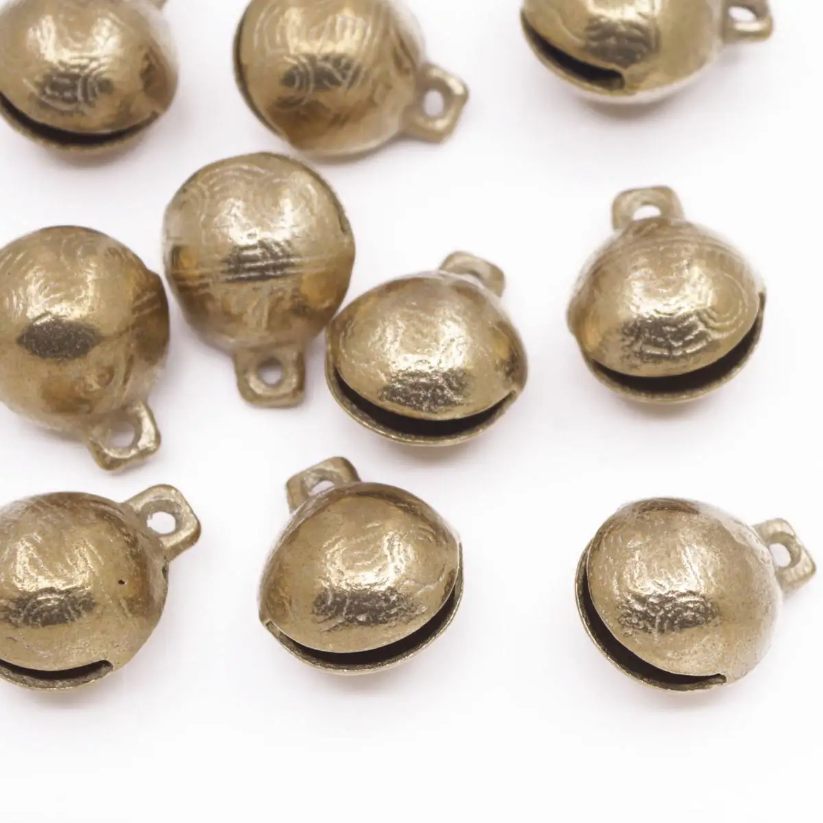 10PCS Collectibles 15mmX19mm Tibetan Brass Copper  Craft Tiger's Head Bells Feng Shui