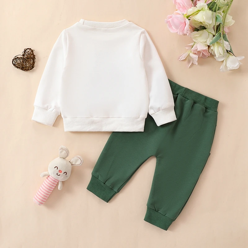 Infant Baby Boy Fall Winter Clothes Mommy s Lucky Boy Clover Sweatshirt Pullover Tops Green Pants Set