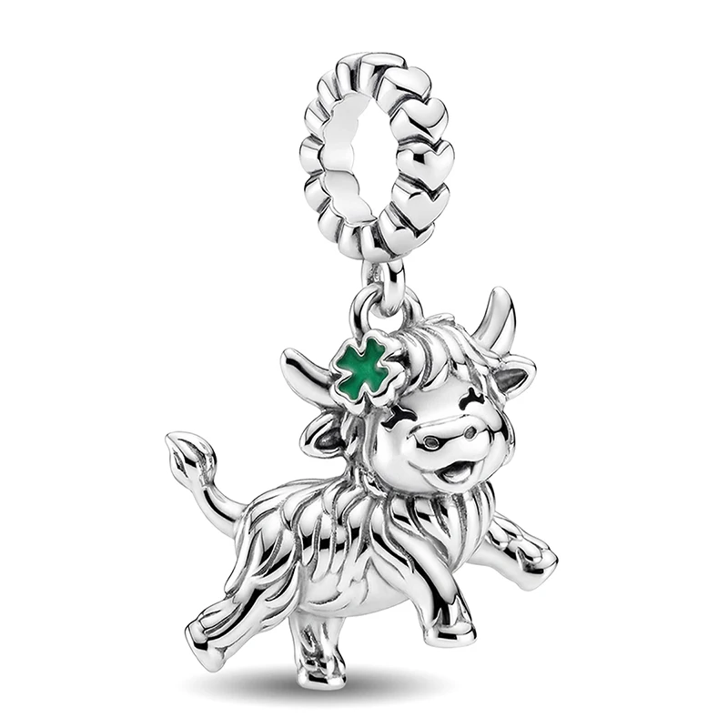 925 Silver Plated Funny Cute Highland Cattle Animal Series C