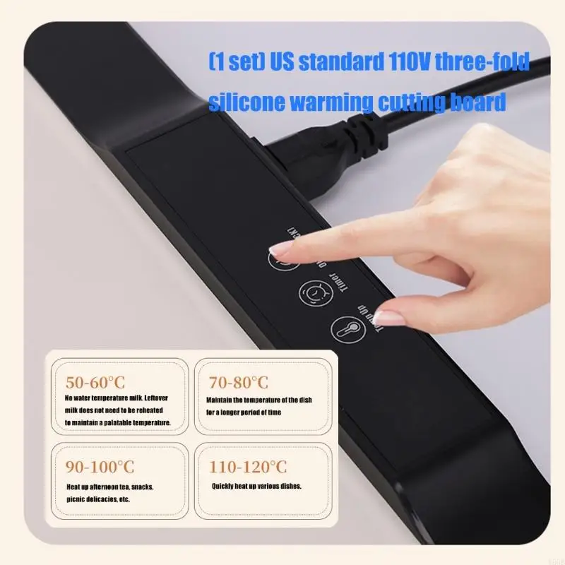 Electric Warming Tray 28.34x15.74Inch Folding Silicone Heating Mat For Kitchen Family Gathering and Buffets Party Y5GB