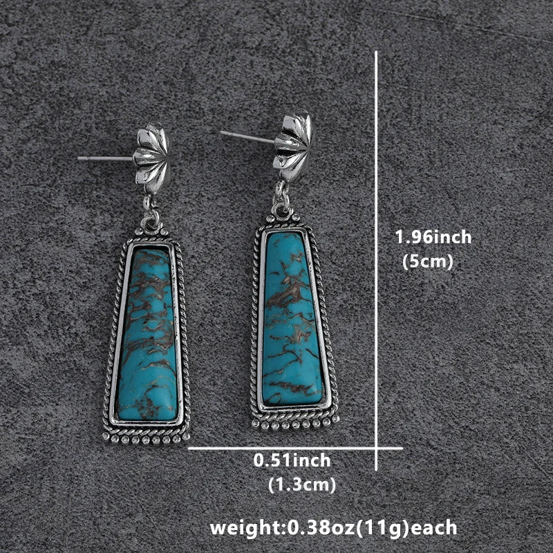 Vintage Bohemian Turquoise Drop Dangle Earrings Western Style Jewelry For Women Girls