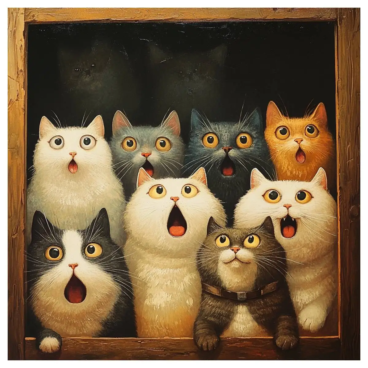 Kit de broderie au point de croix 11CT/14CT Joy Sunday, motif Groupe de chats ébahis, 40x40cm/15.74inch, 1 pièce, pour cadeau et accessoires
