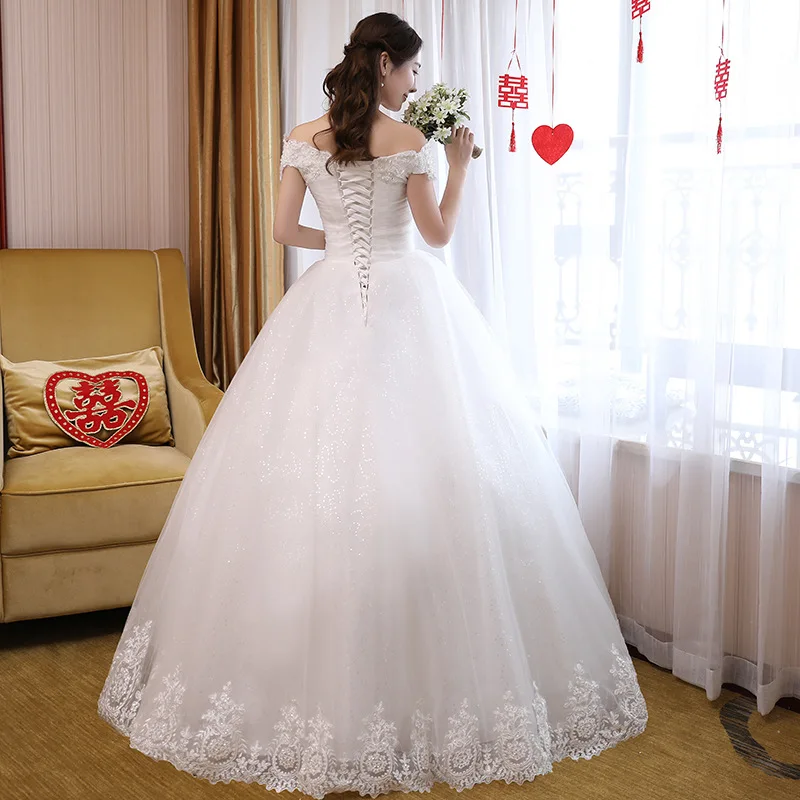 2023 Simple Princess Wedding Dresses Sleeveless Embroidered Off The Shoulder Lace Ball Gown Bridal Dress Robe De Mariee