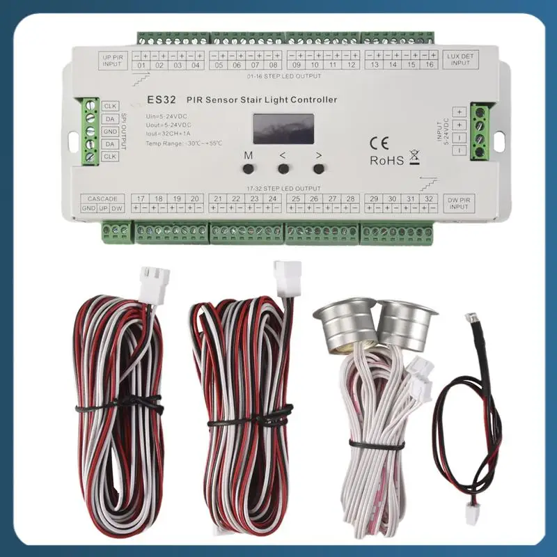 

AB02 32CH ES32 PIR Sensor Stair Light Controller Human Body Infrared Inductive Switch Stair Lamp Control For Single Color