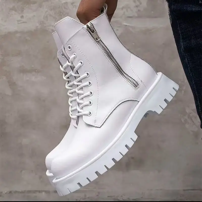 italian designer fashion men boots original leather shoes stage nightclub cowboy platform boot cool high motorcycle botas hombre