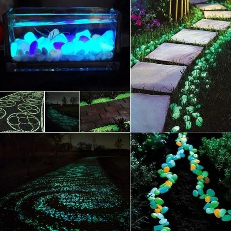500pcs Glow in The Dark Garden Pebbles for Sidewalk Garden Terrace Lawn Gardens Patio Fish Tank Aquarium Decoration Glow Stone