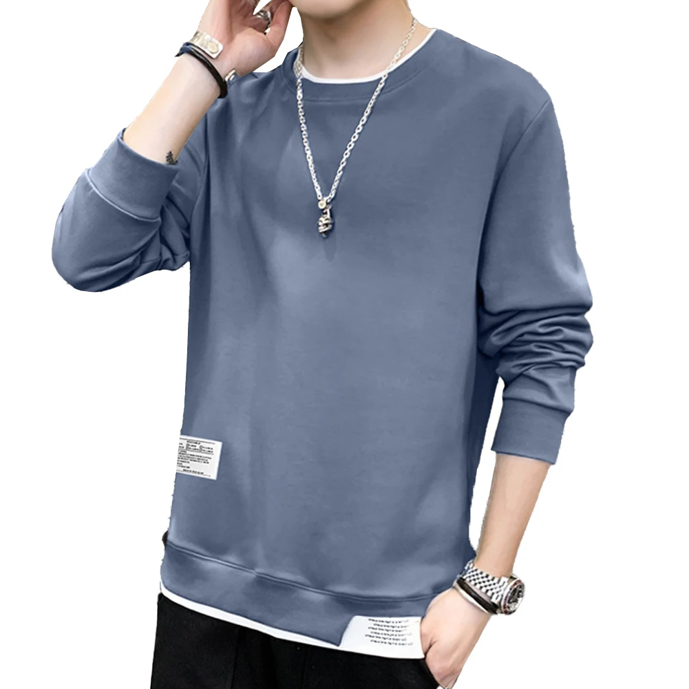 Mens Casual Long Sleeve T Shirt Sports Crew Neck Tee Shirts Blouse Pullover Tops Autumn Winter Cotton Plus Size Tops Shirts