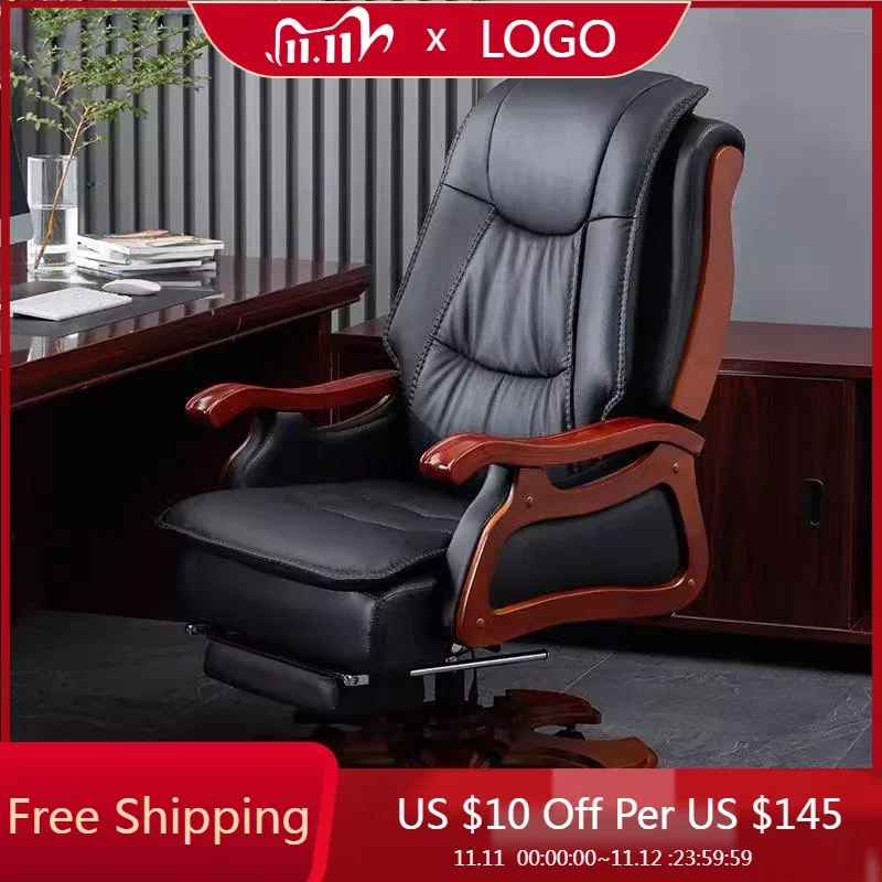 

Leather Boss Office Chair Ergonomic Back Support Arm Massage Office Chair Design Footrest Cadeira De Escritorio Furniture