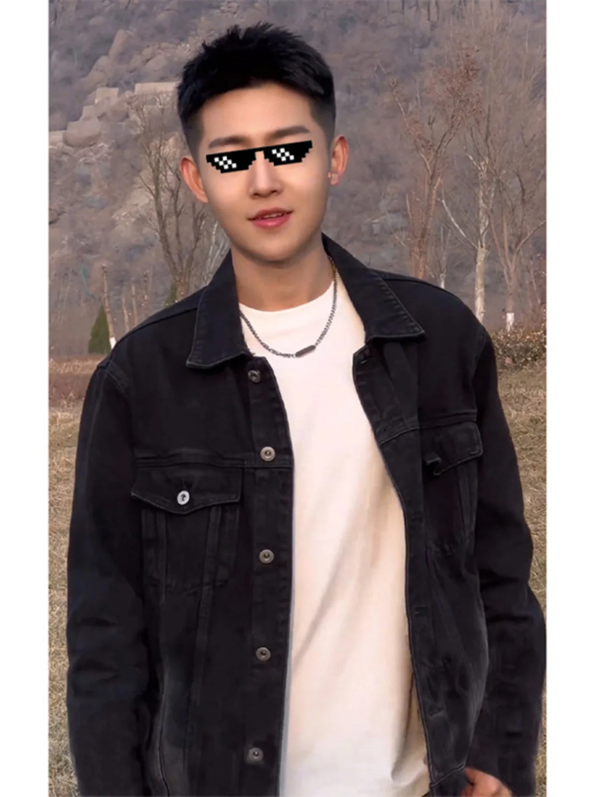 

Bla ort Men's Denim Jaet oulder High Sensation Cool Sle American Retro Workwear Coat Autumn Season Cotton Polyester