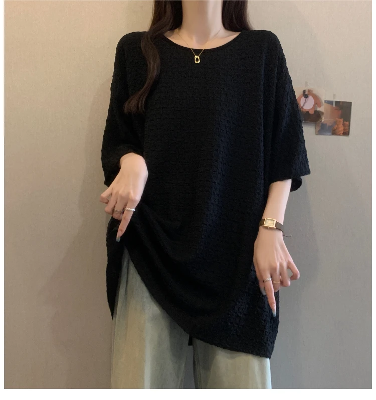 T-shirt da donna O-Collo ampia senza schienale manica corta T-shirt eleganti e chic T-shirt francese Abbigliamento taglie forti abbigliamento donna