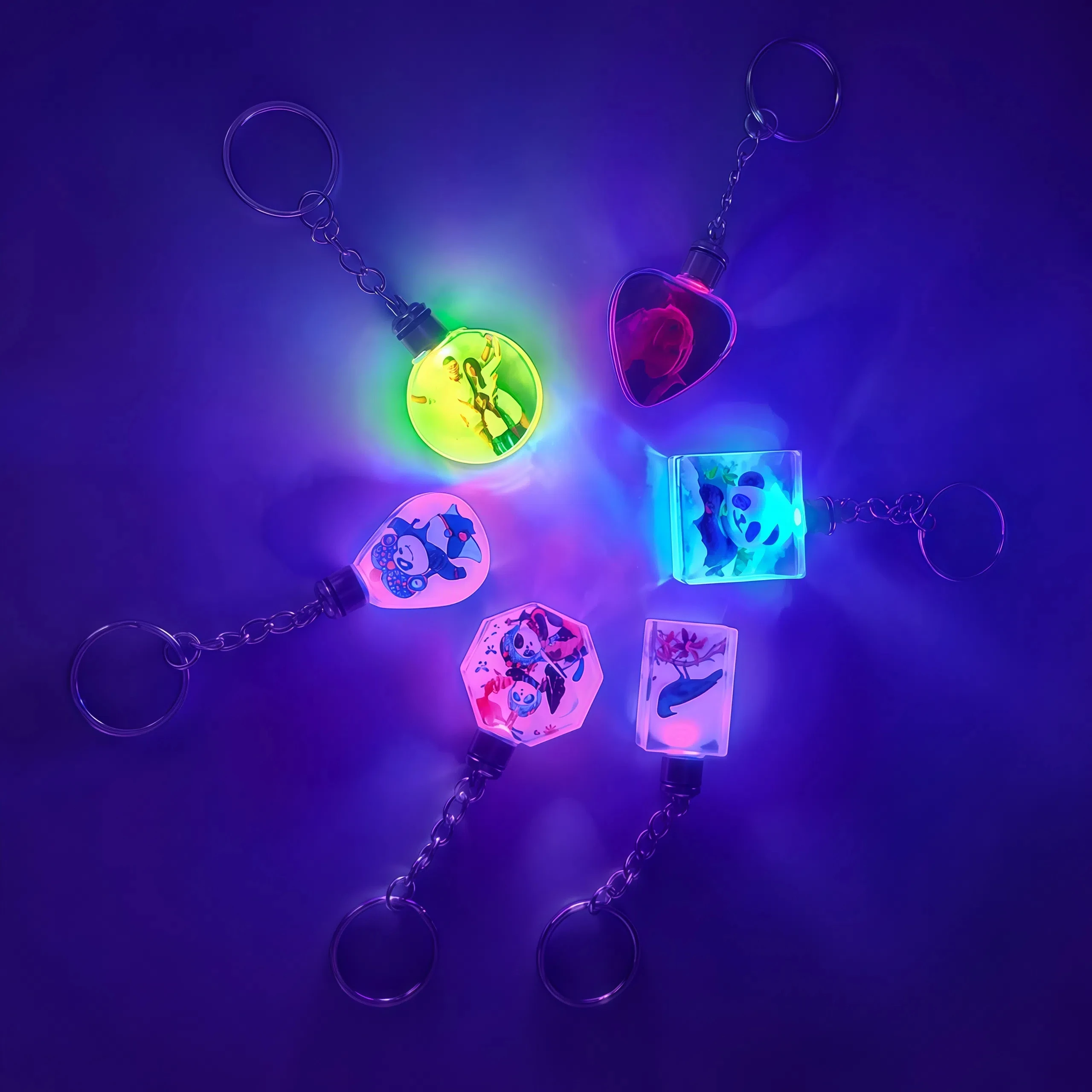

30pcs Colorful LED Acrylic Keychains with Key Rings Sublimation Blanks for Christmas Bag Key Decor DIY Gift