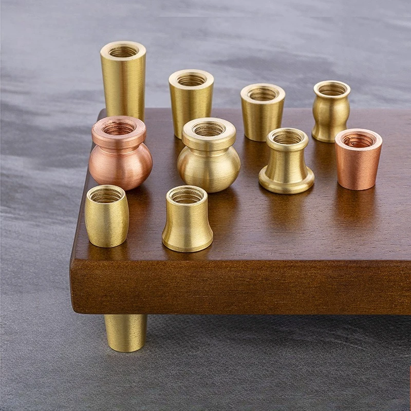 4 Pcs Furniture Cups Craft Wooden Base with Brass Footrest Wooden Pallet with Brass Feet Wooden Figurine with Brass Accessories