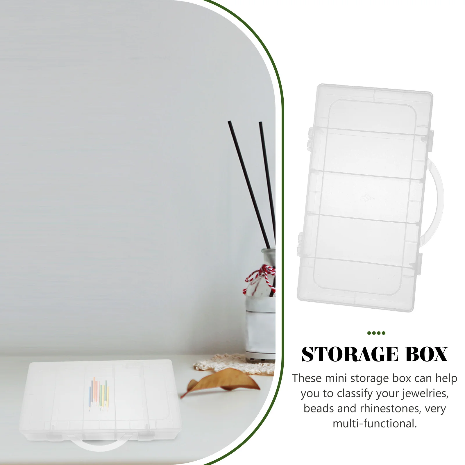 Multi-Function Mini Storage Box Transparent Small Organizer Bin for Jewelry Beads Rings Ear Backs Pills Office Bedroom Daily