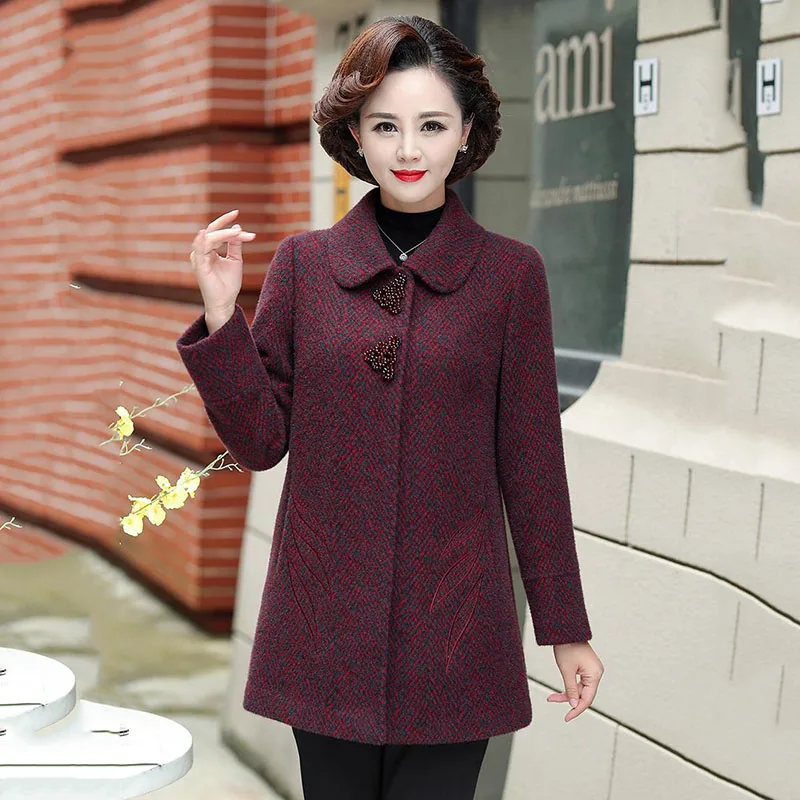Autumn And Winter New Fashion Slim Woolen Coat Middle-aged And Elderly Temperament Long Mink Velvet Loose Warm Coat Female Tide.