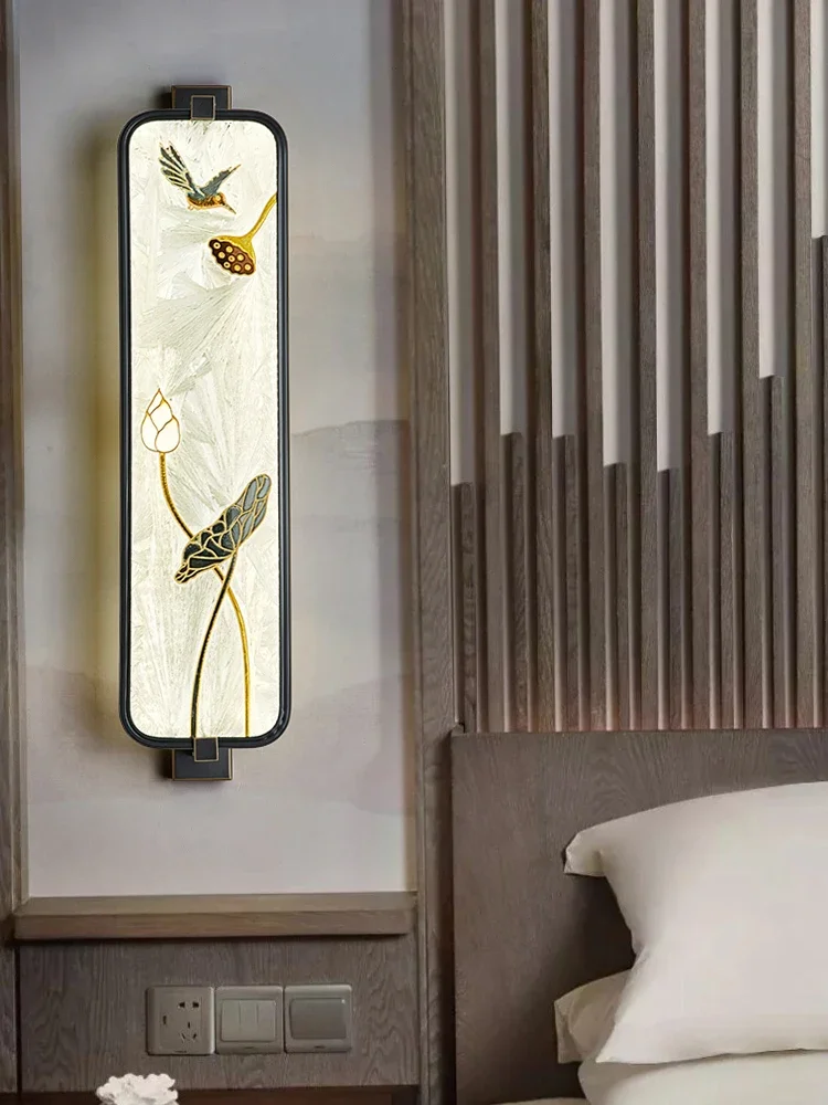 Lampu dinding enamel tembaga gaya Cina baru, dinding latar belakang TV ruang tamu, lampu samping tempat tidur kamar tidur, lampu lorong