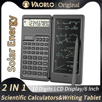 Solar Powered Scientific Calculator & 6 Inch Writing Tablet Foldable 10 Digit LCD Display For Office Student Teachers Accountant