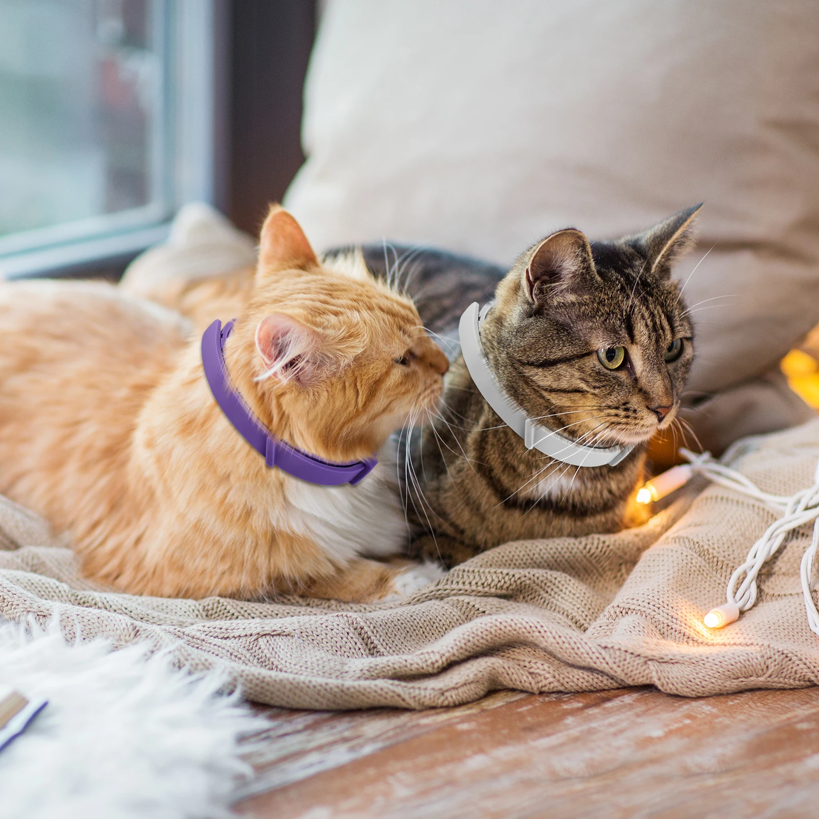 4Pcs Cat Calming Collar Soothing Collar Adjustable Cat Pheromone Collar Anti- Helps with Aggression for All Types of Cats
