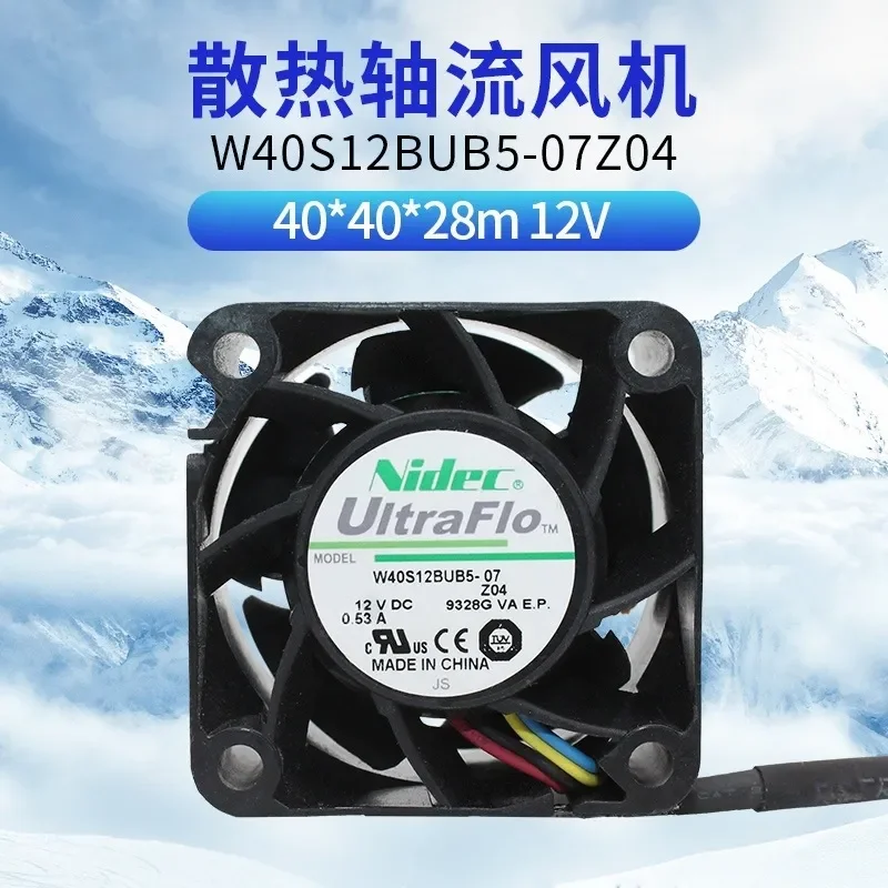 Genuine Original NIDEC W40S12BUB5-07 4028 12V 0.53A 4-Wire Temperature Control Server Cooling Fan for Servers