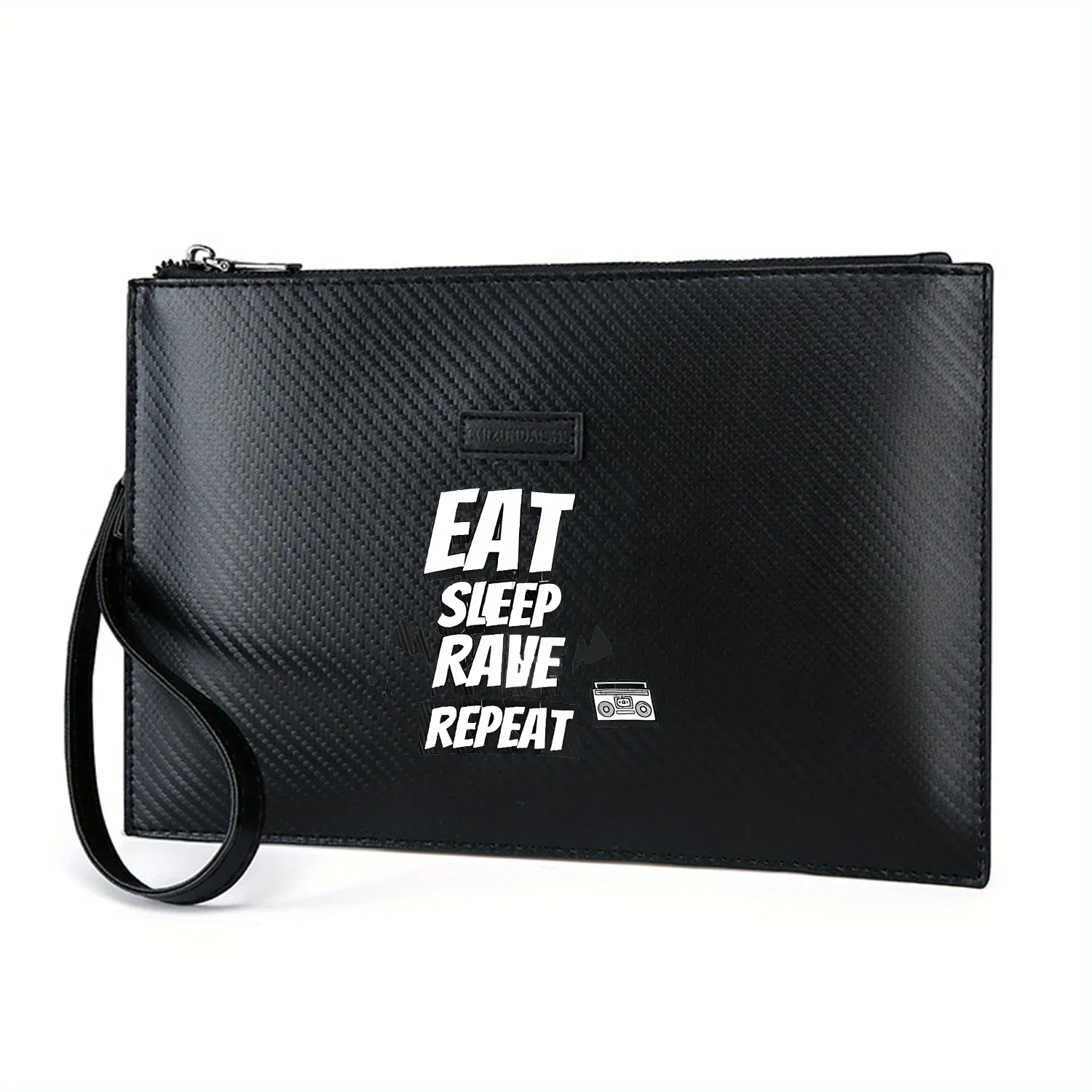 

Eat Sleep Rave Repeat Music Party Элегантная мужская сумка из искусственной кожи с принтом Модная и практичная для повседневной носки